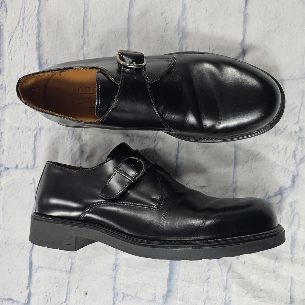 Bostonian Monk Strap Shoes Mens 10.5 Black Leather Buckle Dress Shoes Formal